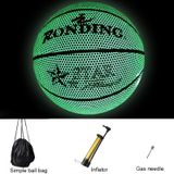  U-9110 3 trong 1 Số 7 Bóng rổ bằng da PU phát sáng đầy đủ + Bộ thổi phồng + Túi bóng cho người lớn 