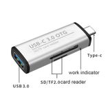  ADS-103 3 trong 1 Type-C Nam đến USB 3.0 Nữ + SD / TF Khe cắm thẻ OTG Bộ điều hợp thẻ SD / TF (Bạc) 