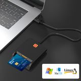 Đầu đọc thẻ CAC thông minh RCOKETEK CR301 USB 2.0 Thẻ ngân hàng Thẻ SIM Trình đọc thuế (Đen) 