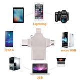  4 trong 1 8 pin + micro USB + USB-C / Type-C đến USB Metal Card đầu đọc 