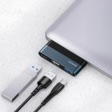  USAM US-SJ490 USB-C / C / C / C nam đến 2 x USB + PD Nữ Bộ chuyển đổi Mini Hub (Xám đậm) 