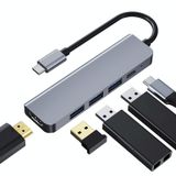  2008N 5 trong 1 USB 3.0 x3 + HDMI + PD Đa chức năng Ổ cắm HUB thông minh Type-C / USB-C HUB 