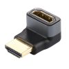  HDMI Nữ sang HDMI Nữ Bộ chuyển đổi hợp kim nhôm 90 độ Đầu khuỷu tay (Đen) 