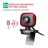  HXSJ A849 480P Camera PC có thể điều chỉnh video HD 360 độ với micrô (Bạc đen) 