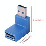  2 PCS Hình chữ L USB 3.0 Nam sang Nữ Góc cắm 90 độ Đầu nối Cáp mở rộng Bộ chuyển đổi Bộ chuyển đổi (Xanh lam) 