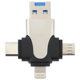  4 trong 1 8 Pin + USB-C / loại C + Micro USB + USB 3.0 Nam Đầu đọc thẻ TF 