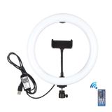  PULUZ 10,2 inch 26 cm USB RGBW Vòng LED có thể thay đổi độ sáng Vlogging Đèn video chụp ảnh với đầu chân bóng & điều khiển từ xa & kẹp điện thoại (Đen) 