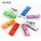  20 PCS USB 2.0 Multi Card Reader, Hỗ trợ thẻ SD / MMC, MS, TF, M2, Giao màu ngẫu nhiên 