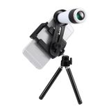  Bộ ống kính máy ảnh quang học quang học quang học phổ quát 12X, phù hợp với chiều rộng như điện thoại di động 5,5cm-8,5cm (màu trắng) 