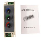  Bộ điều khiển LED Dimmer 3 kênh RGB cho dải đèn LED DC12-24V, Dòng điện đầu ra: 3A 
