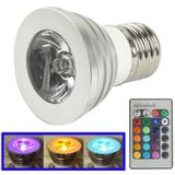  Đèn LED RGB 3W E27 siêu sáng điều khiển từ xa, AC 85-265V, Ánh sáng: 240-270lm 