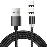  2 trong 1 USB sang Micro USB + USB-C / Type-C Đầu nối kim loại từ tính Nylon Cáp dữ liệu từ tính bện hai màu, Chiều dài cáp: 1m (Đen) 