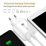  002 40W Bộ sạc nhanh PD USB-C / Loại C / Loại C cho dòng iPhone / iPad, Cắm EU (Trắng) 