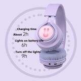  BT06C + Tai nghe Bluetooth không dây dễ thương dành cho trẻ em có micrô & đèn LED (màu hồng) 