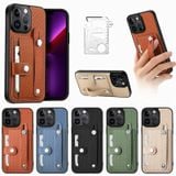  Dành cho iPhone 13 Pro Max Dây đeo cổ tay Chân đế Ví đựng thẻ Ốp lưng Vỏ điện thoại với Dao công cụ (Màu đen) 