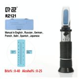  RZ121 Máy đo độ cồn Refractometer nho, đường nồng độ 025% độ cồn nồng độ 040% Brix Tester Meter ATC công cụ cầm tay 