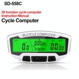 SUNDING SD-558C Máy tính Xe đạp Không dây Kỹ thuật số LCD Đèn nền Đồng hồ tốc độ Đường bộ Đồng hồ bấm giờ Đồng hồ tốc độ 