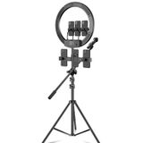  18 inch + 6 Clip Điện thoại + Microphone Cực Dimmable Nhiệt độ màu LED nhẫn Fill nhẹ Live Broadcast Set Với ​​2.1m Tripod Mount, CN cắm 