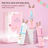  Máy xông hơi mặt Nano Phun nước Dụng cụ bổ sung nước Máy phun lạnh cầm tay Sạc máy làm đẹp Dụng cụ phun cồn tự động, Kiểu dáng: Chú nai dễ thương (Trắng) 