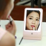  USB Gương trang điểm để bàn Đèn LED để bàn Đèn phun Nano di động Thiết bị giữ ẩm Máy phun cồn tự động (Hồng) 