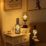  Retro Classic Iron Art LED Table Lamp Reading Lamp Night Light Bedroom Lamp Desk Lighting Home Decoration, Lampshade Style: Wake up Bottle 