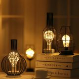  Retro Classic Iron Art LED Table Lamp Reading Lamp Night Light Bedroom Lamp Desk Lighting Home Decoration, Lampshade Style: Wake up Bottle 