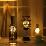  Red Wine Glass and Bottle Retro Classic Iron Art LED Table Lamp 
