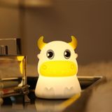  Colorful Cow Silicone Night Light LED Creative Dream Bedroom Bedside Tap Control Sleeping Light (USB Charging) 