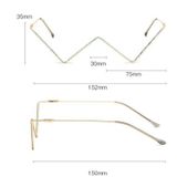  2 PCS S2057 Cá tính không có Kính kim loại Khung nửa khung Chụp đường phố Khung trang trí, Màu khung: C03 Màu khung vàng Kim cương 