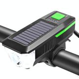  Xe đạp Đèn pha năng lượng mặt trời Còi Đèn ban đêm Đi xe đạp USB sạc Đèn pha Xe đạp Chóa Thiết bị đèn pin (Màu xanh lá cây) 