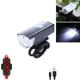  Đèn pha sạc USB cho xe đạp Thiết bị đạp xe, Màu: Đen 2255 Ánh sáng + Đèn hậu 928 đỏ 