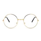  Kính mắt tròn tròn retro Khung kim loại Chống Blue-Ray Đồng bằng Kính (Vàng) 