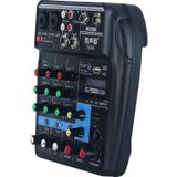  Bảng điều khiển trộn âm thanh TU04 BT Ghi âm 48V Phantom Power Monitor Đường dẫn AUX Plus Hiệu ứng 4 kênh Bộ trộn âm thanh với USB (Đen) 