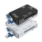  2 PCS Type-C & Micro USB và USB 2.0 3 trong 1 cổng Multi-function Card Reader, hỗ trợ U đĩa / TF / SD (Trắng) 