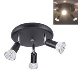  Đèn LED âm trần 3 đầu tròn 9W GU10 Gương chiếu hậu có thể điều chỉnh Đèn chiếu phía trước, Màu phát ra: Ánh sáng ấm (Đen) 