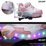  Giày trượt băng trẻ em hai bánh E68 Giày có bánh xe nhẹ có thể sạc lại, Size: 31 (Hồng) 