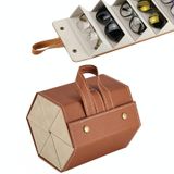  Hộp đựng kính trang sức đa chức năng Hộp đựng kính hạt nhỏ bằng da PU, Mẫu: L6400 (Nâu) 