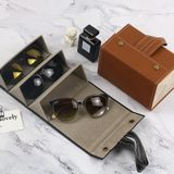  Hộp đựng kính trang sức đa chức năng Hộp đựng kính hạt nhỏ bằng da PU, Mẫu: L6401 (Đen) 
