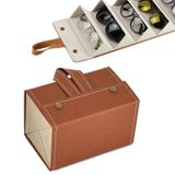  Hộp đựng kính trang sức đa chức năng Hộp đựng kính làm bằng da PU hạt nhỏ, Mẫu: L6401 (Nâu) 
