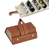  Hộp đựng kính trang sức đa chức năng Hộp đựng kính làm bằng da PU hạt nhỏ, Mẫu: L6402 (Nâu) 