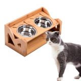  Bàn ăn bằng gỗ tre có thể điều chỉnh độ cao nghiêng Bát mèo, Đặc điểm kỹ thuật: Nâng cấp bát thép không gỉ 