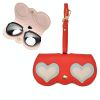 Hộp đựng kính râm PU dễ thương và ngộ nghĩnh Hộp đựng kính cầm tay có khóa treo, Màu sắc: Trái tim đôi màu đỏ 