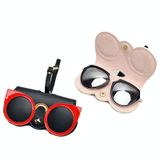  Hộp đựng kính râm PU dễ thương và ngộ nghĩnh Hộp đựng kính cầm tay có khóa treo, Màu sắc: Trái tim đôi màu đỏ 