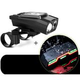  Đèn đồng hồ mã xe đạp không dây 3 trong 1 Ánh sáng mạnh phía trước, Màu sắc: Đen Nâng cấp Nổi + Đèn đuôi 