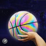  MILACHIC Số 7 Bóng rổ phản xạ ba chiều có thể nhìn thấy vào ban đêm Bóng rổ sao cầu vồng (Hình vuông đẹp trăng trắng 6722) 