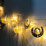  1,65m 10 đèn LED Eid Al-Fitr Đèn LED dây hình sao và mặt trăng Đèn trang trí lễ hội Ramadan (Ánh sáng trắng) 