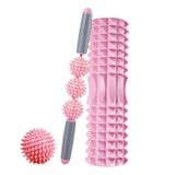  Bộ cột Yoga thư giãn cơ bắp 3 trong 1 Eva Foam Roller rỗng, Chiều dài: 33cm (Pink Crescent) 
