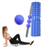  Bộ cột Yoga thư giãn cơ bắp 3 trong 1 Eva Foam Roller rỗng, Chiều dài: 45cm (Blue Crescent) 