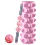  Bộ cột Yoga Thư giãn cơ bắp 3 trong 1 Eva Foam Roller Yoga, Chiều dài: 45cm (Pink Wolf Tooth) 