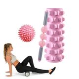  Bộ cột Yoga Thư giãn cơ bắp 3 trong 1 Eva Foam Roller Yoga, Chiều dài: 45cm (Pink Wolf Tooth) 